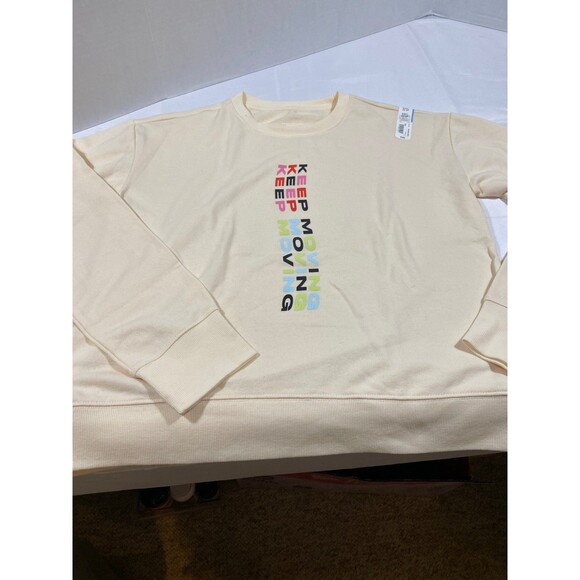 Xersion 3XL off white sweatshirt cotton blend New With Tags Keep Moving Graphics - Picture 2 of 12